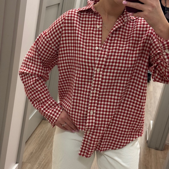 Abercrombie & Fitch Red Gingham Button Down Shirt - Picture 4 of 5